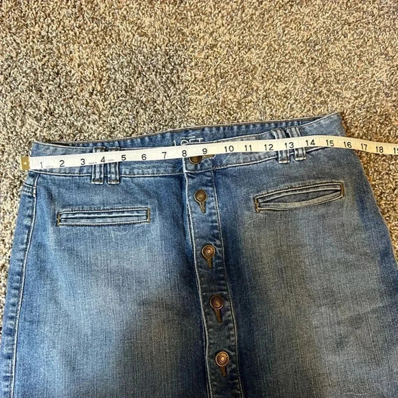 ANN TAYLOR loft blue jean denim button front mini skirt size 4 - Picture 8 of 9